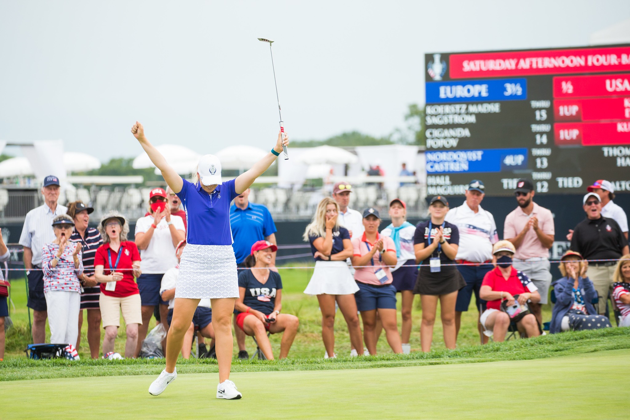 Team Europe by 3 points heading into day two  2021 Solheim Cup