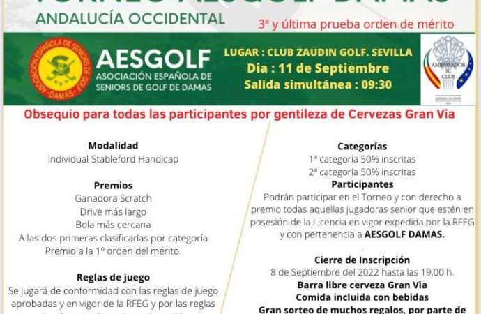AESGOLF DAMAS ANDALUCÍA OCCIDENTAL LLEGA A ZAUDÍN GOLF, Revista de Golf para Mujeres, Ladies In Golf